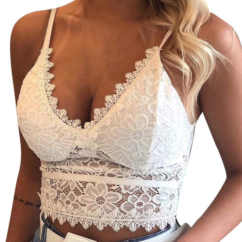 Triangle Cup Bra with Openwork Lace