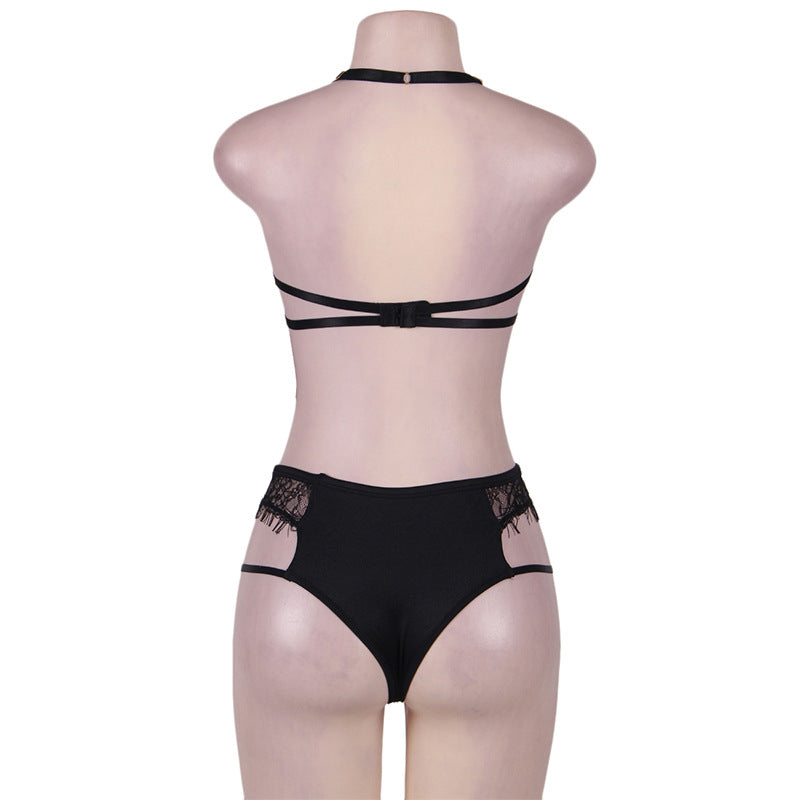 Three-point Halter Half-cup Bra Sexy Panties